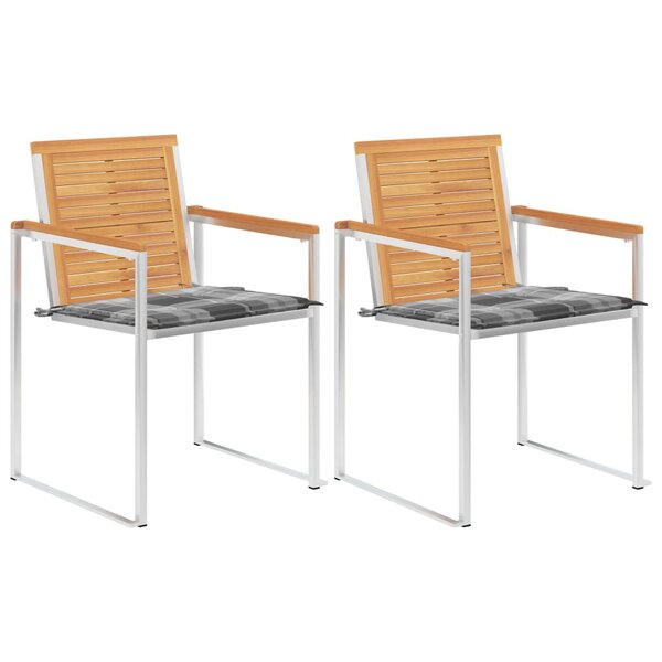 vidaXL Chaises de jardin avec coussins 2 Pièces Teck solide et acier