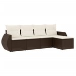 vidaXL Salon de jardin avec coussins 5 Pièces marron résine tressée