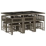 vidaXL Ensemble à manger de jardin 11Pièces avec coussins gris poly rotin
