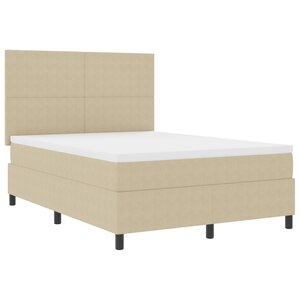 vidaXL Lit à ressort avec matelas & lumière LED vert gris 140x200 cm Tissu en velours côtelé