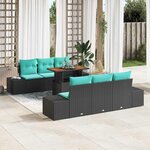 vidaXL Ensemble de salle à manger pour jardin 7 Pièces Noir et Sarcelle