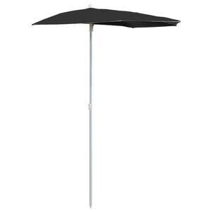 vidaXL Demi-parasol de jardin avec mât 180x90 cm noir