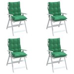 vidaXL Coussins de chaise à dossier bas lot de 4 vert tissu oxford
