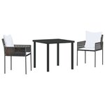 vidaXL Ensemble de salle à manger pour jardin 3 Pièces Marron et Noir