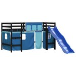 vidaXL Lit mezzanine enfants avec rideaux sans matelas bleu 80x200cm