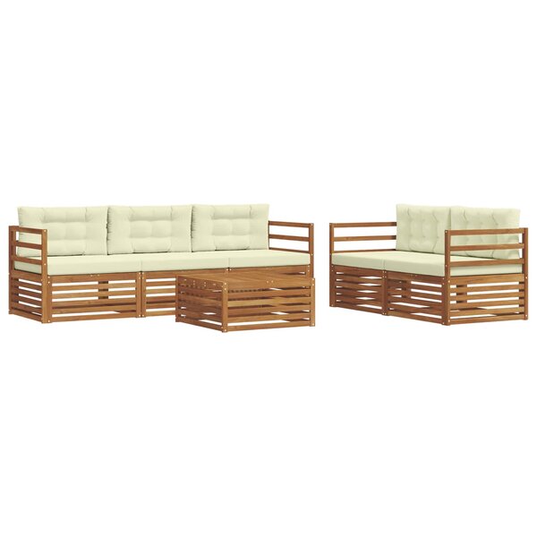 vidaXL Ensemble de canapés d'extérieur 6 pc Naturel et Crème