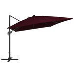 vidaXL Parasol déporté avec lumières LED Rouge bordeaux 400x300 cm