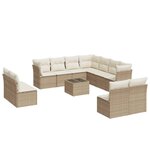 vidaXL Salon de jardin avec coussins 12 Pièces beige résine tressée