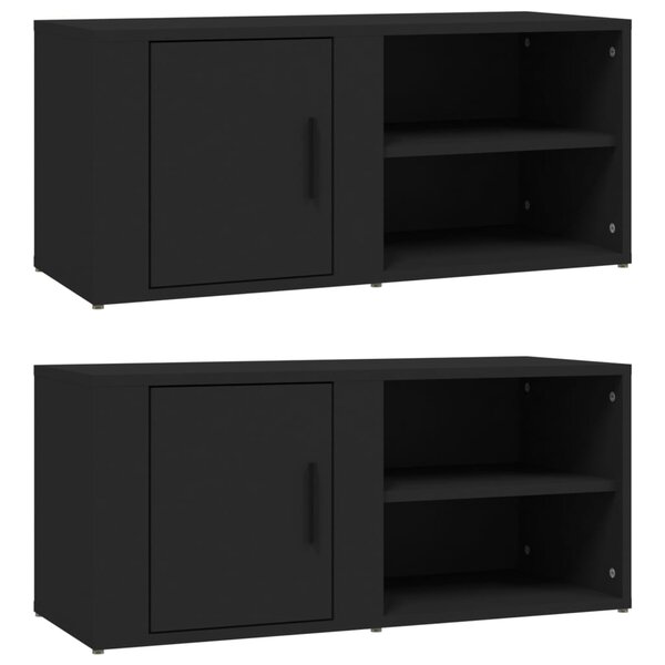 vidaXL Meubles TV 2 Pièces Noir 80x31 5x36 cm Bois d'ingénierie