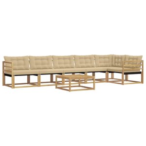 vidaXL Ensemble de canapés d'extérieur 7 Pièces Blanc et Beige