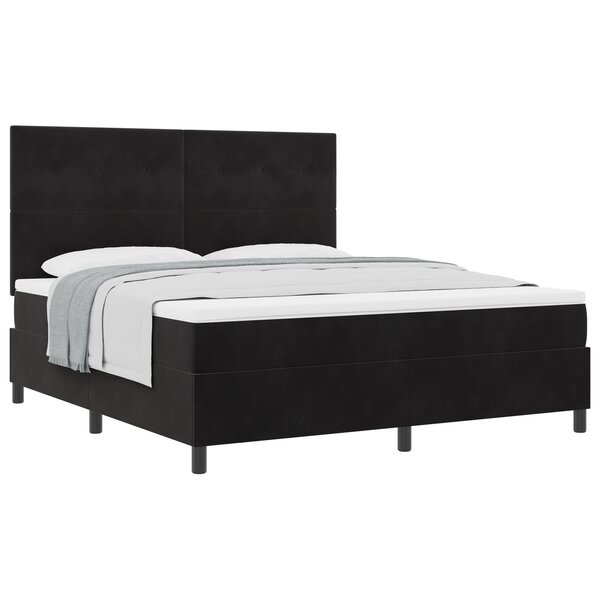 Lit Box Spring vidaXL avec Matelas Noir Super King Velours