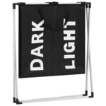 vidaXL Trieuse à linge à 2 sections Noir