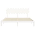 vidaXL Cadre de lit avec tête de lit blanc Super King Size bois massif