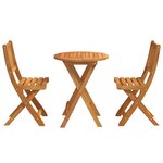 vidaXL Ensemble Bistro Pliable 3 Pièces en Bois Massif d'Acacia
