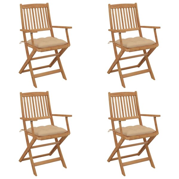 vidaXL Chaises pliables de jardin lot de 4 avec coussins Bois d'acacia