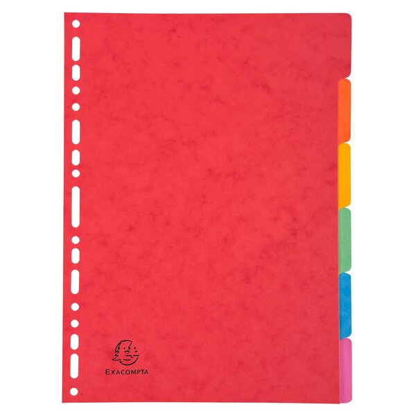 Intercalaires Carte Lustrée 400g 6 Positions - A4 - Couleurs Assorties - X 50 - Exacompta