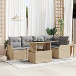 Ensemble de Canapé de Jardin vidaXL 6 pièces avec Coussins en Rattan Poly Beige