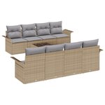 vidaXL Ensemble de canapé de jardin 9 pièces avec coussins Beige Poly Rattan