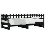 vidaXL Lit coulissant sans matelas noir 2x(90x200) cm Bois massif