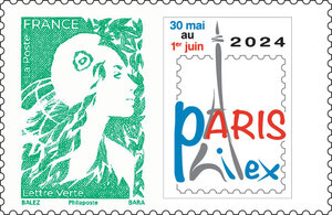 Timbre Marianne de l'avenir - Paris Philex - Lettre verte
