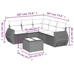 vidaXL Salon de jardin 6 Pièces avec coussins gris résine tressée