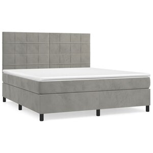 vidaXL Sommier à lattes de lit et matelas Gris clair 160x200cm Velours