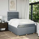 vidaXL Sommier à lattes de lit avec matelas Gris clair 120x200cm Tissu