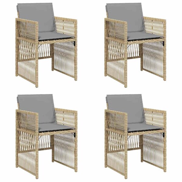 vidaXL Chaises de jardin avec coussins lot de 4 mélange beige
