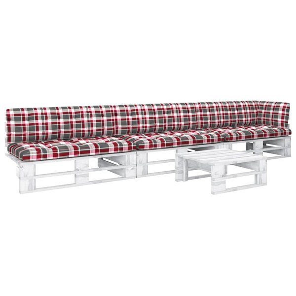 vidaXL Salon de jardin palette 4 Pièces et coussins pin imprégné de blanc