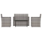 vidaXL Mobilier d'extérieur 4 Pièces avec coussins Résine tressée Gris