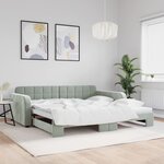 vidaXL Lit de jour avec lit gigogne gris clair 100x200 cm velours