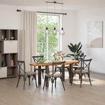 vidaXL Table à manger marron clair bois de chêne massif ovale