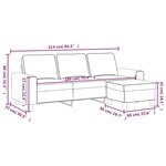 vidaXL Canapé à 3 places avec repose-pieds Rouge bordeaux 180 cm Tissu