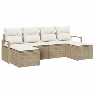 vidaXL Ensemble de canapé de jardin avec coussin 6 Pièces Beige  Crème