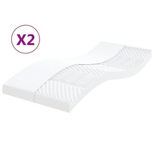 vidaXL Matelas en mousse 2 Pièces blanc 90x200 cm 7 zones dureté 20 ILD