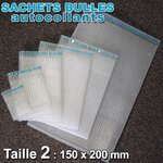 Lot de 100 sachets bulles d'air 150x200 mm avec rabat adhésif