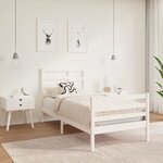 Vidaxl cadre de lit blanc bois massif 90x190 cm simple