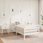 vidaXL Cadre de lit Blanc Bois massif 90x190 cm Simple