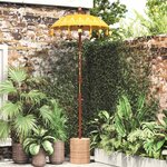 vidaXL Parasol avec Base Jaune et Marron 250 cm Coton et bois