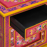 vidaXL Table de chevet Bois de manguier massif Rose Peinture à la main