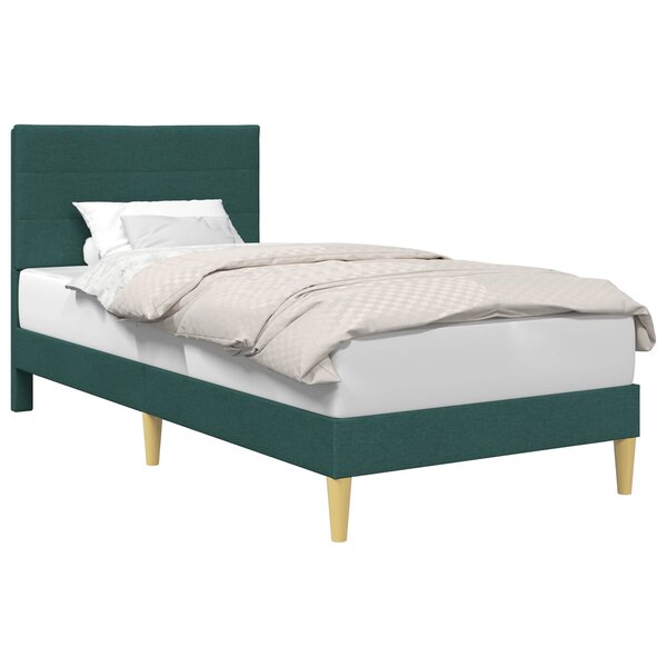 vidaXL Cadre de lit avec tête de lit Vert foncé 90 x 190 cm Tissu