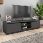 vidaXL Meuble TV Gris brillant 140x40x35 5 cm Aggloméré