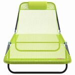 vidaXL Chaise longue pliable avec têtière  vert textilène