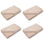 vidaXL Couverture en Fourrure de Lapin Synthétique Olite 4 Pièces Beige