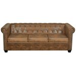 vidaXL Canapé Chesterfield 3 places cuir artificiel marron