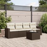 vidaXL Salon de jardin avec coussins 5 Pièces marron résine tressée