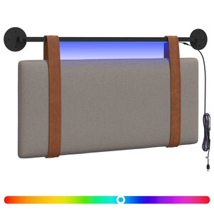 vidaXL Tête de lit suspendue Avec lumière LED Taupe PU antique