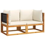 vidaXL Canapés d'angle de jardin avec coussins 2 pièces Bois d'acacia et rotin