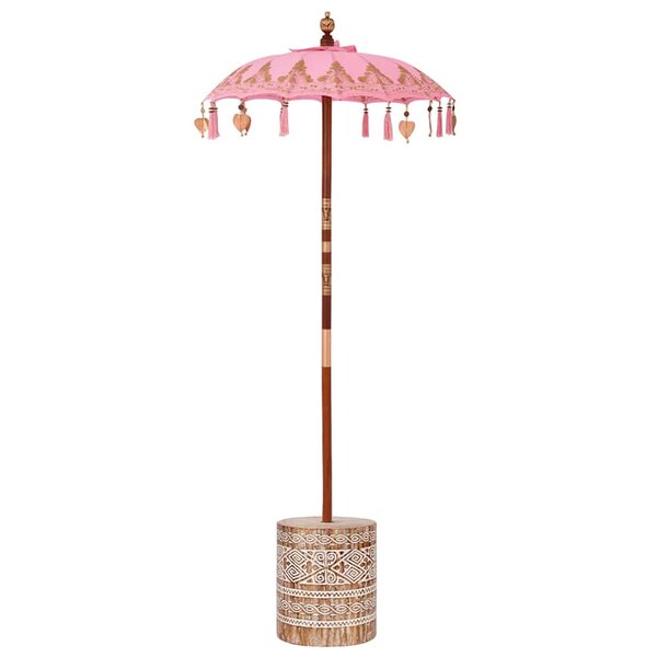 vidaXL Parasol avec Base Rose et Marron 250 cm Coton et bois