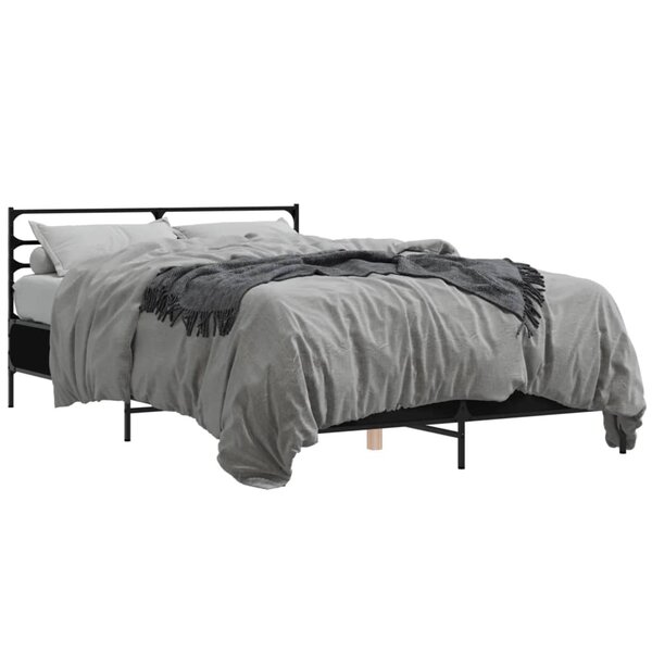 vidaXL Cadre de lit noir 140x190 cm bois d'ingénierie et métal